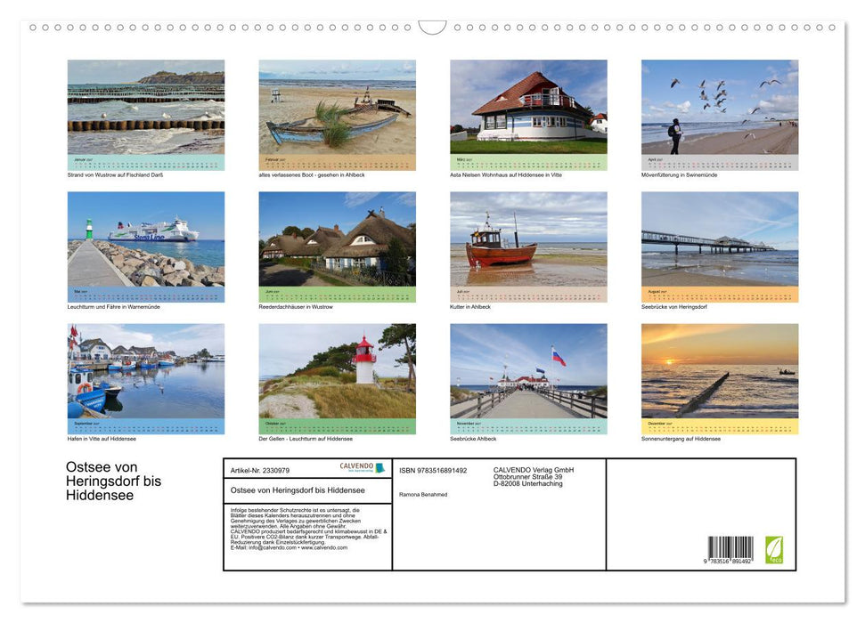 Ostsee von Heringsdorf bis Hiddensee (CALVENDO Wandkalender 2027)
