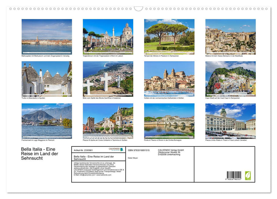 Bella Italia - Eine Reise im Land der Sehnsucht (CALVENDO Wandkalender 2027)