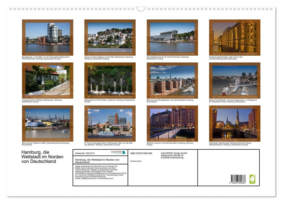 Hamburg, die Weltstadt im Norden von Deutschland (CALVENDO Wandkalender 2027)