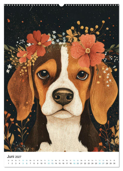Beagle im Blumenmeer (CALVENDO Premium Wandkalender 2027)