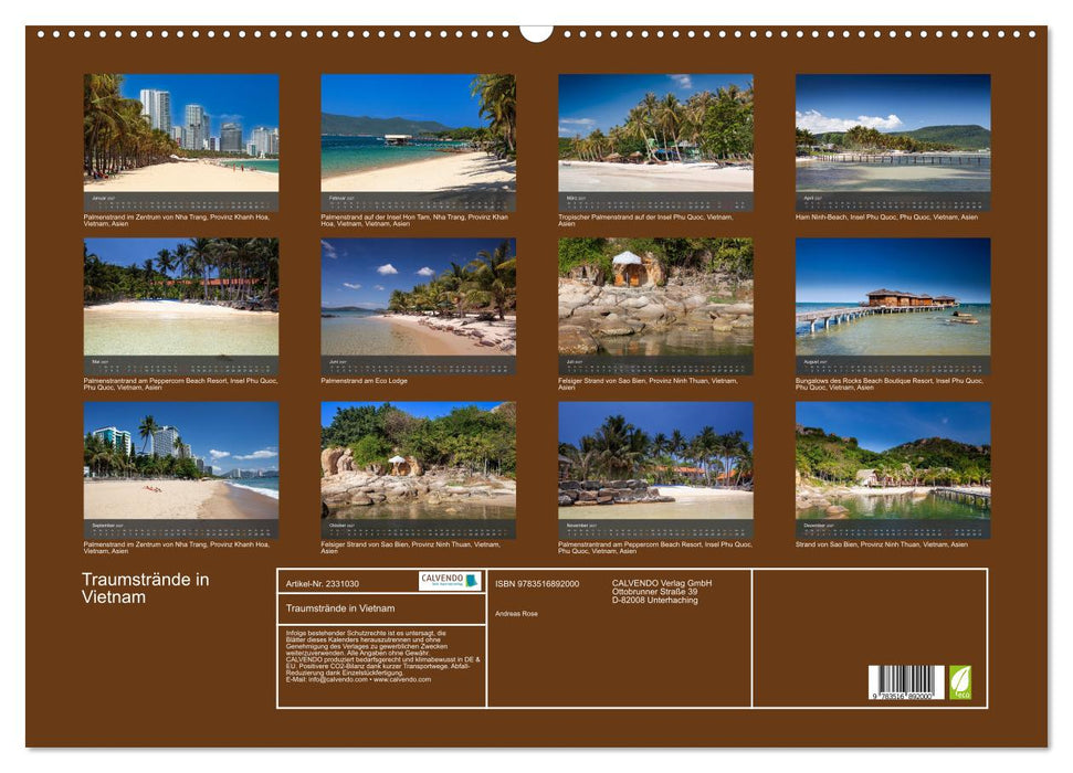 Traumstrände in Vietnam (CALVENDO Wandkalender 2027)