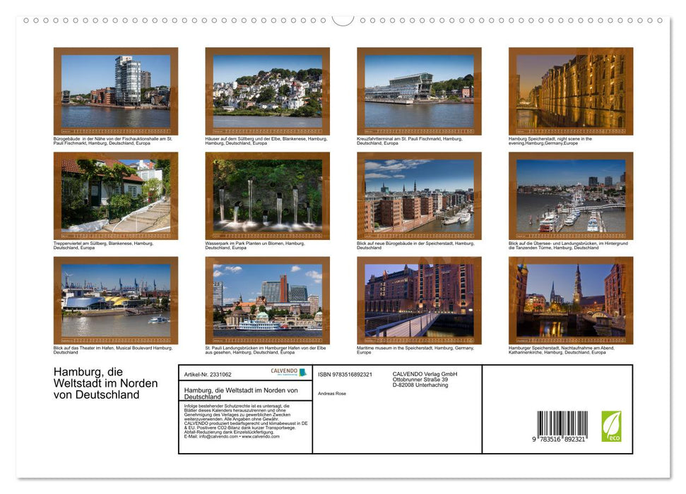 Hamburg, die Weltstadt im Norden von Deutschland (CALVENDO Premium Wandkalender 2027)