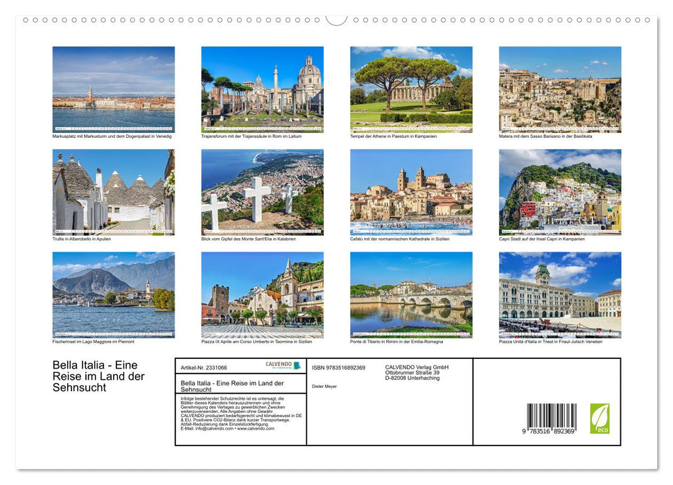 Bella Italia - Eine Reise im Land der Sehnsucht (CALVENDO Premium Wandkalender 2027)