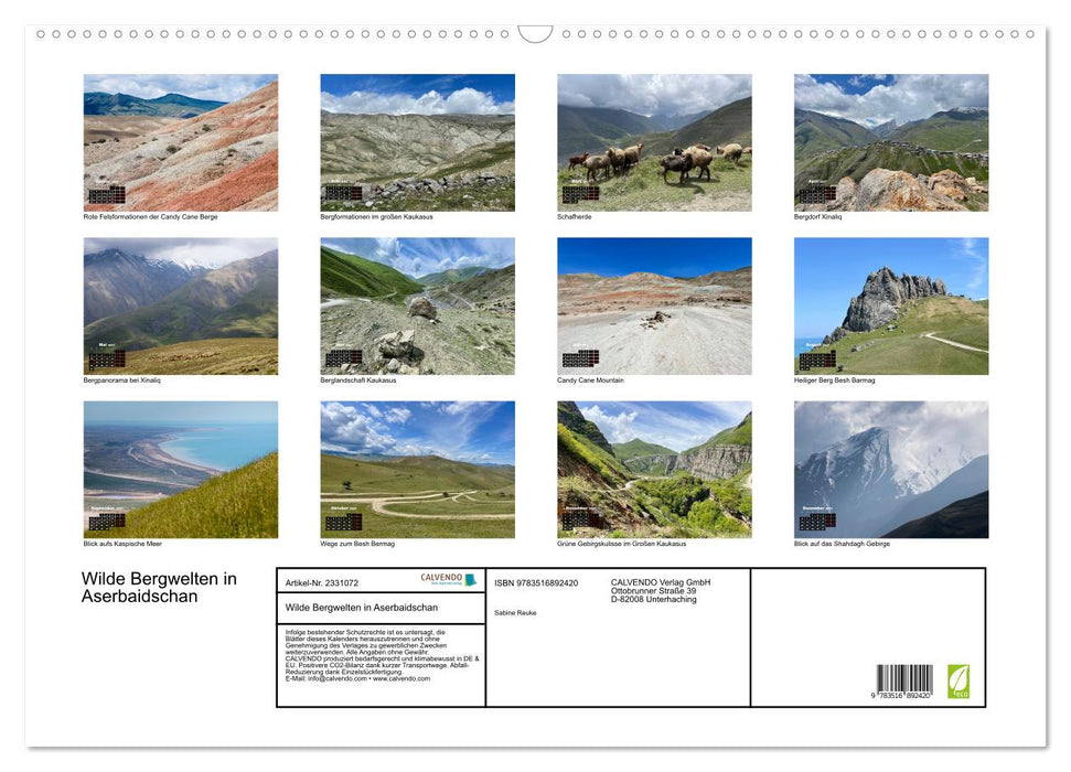 Wilde Bergwelten in Aserbaidschan (CALVENDO Wandkalender 2027)