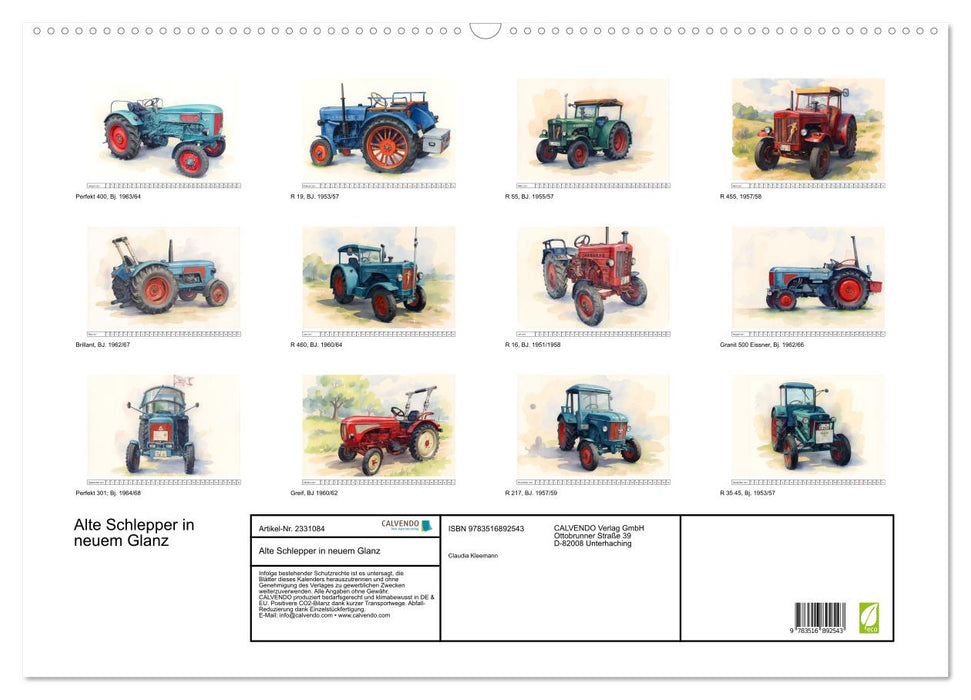 Alte Schlepper in neuem Glanz (CALVENDO Wandkalender 2027)
