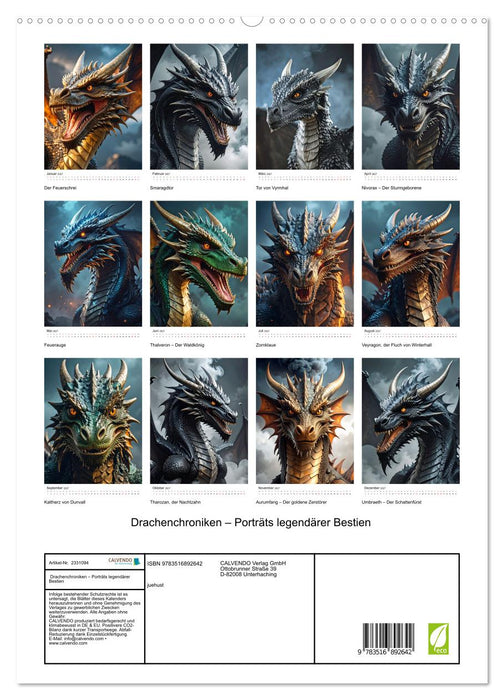 Drachenchroniken – Porträts legendärer Bestien (CALVENDO Premium Wandkalender 2027)