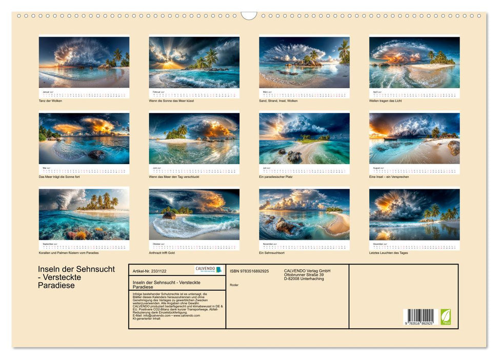 Inseln der Sehnsucht - Versteckte Paradiese (CALVENDO Wandkalender 2027)