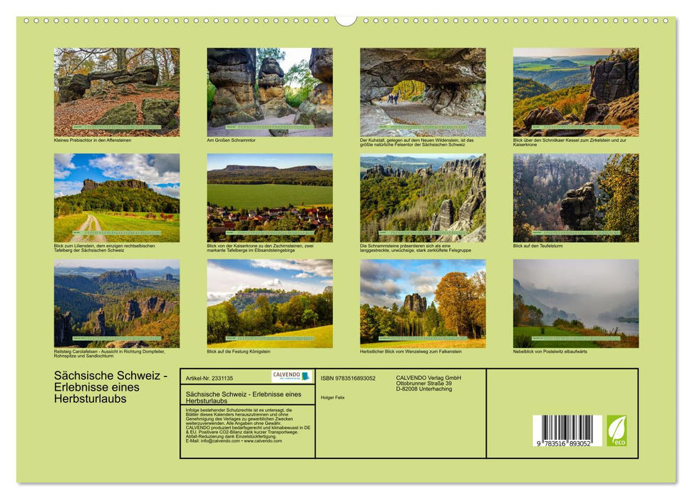 Sächsische Schweiz - Erlebnisse eines Herbsturlaubs (CALVENDO Premium Wandkalender 2027)