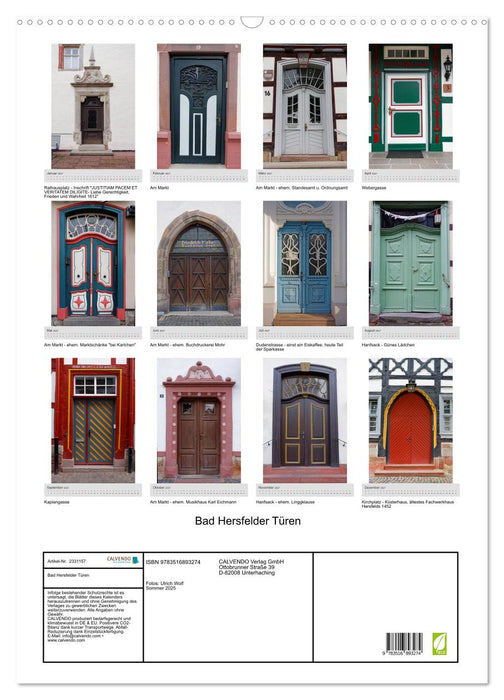 Bad Hersfelder Türen (CALVENDO Wandkalender 2027)