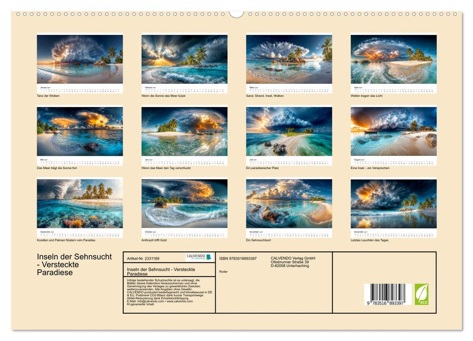 Inseln der Sehnsucht - Versteckte Paradiese (CALVENDO Premium Wandkalender 2027)