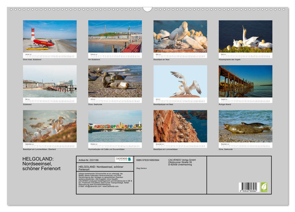 HELGOLAND: Nordseeinsel, schöner Ferienort (CALVENDO Wandkalender 2027)