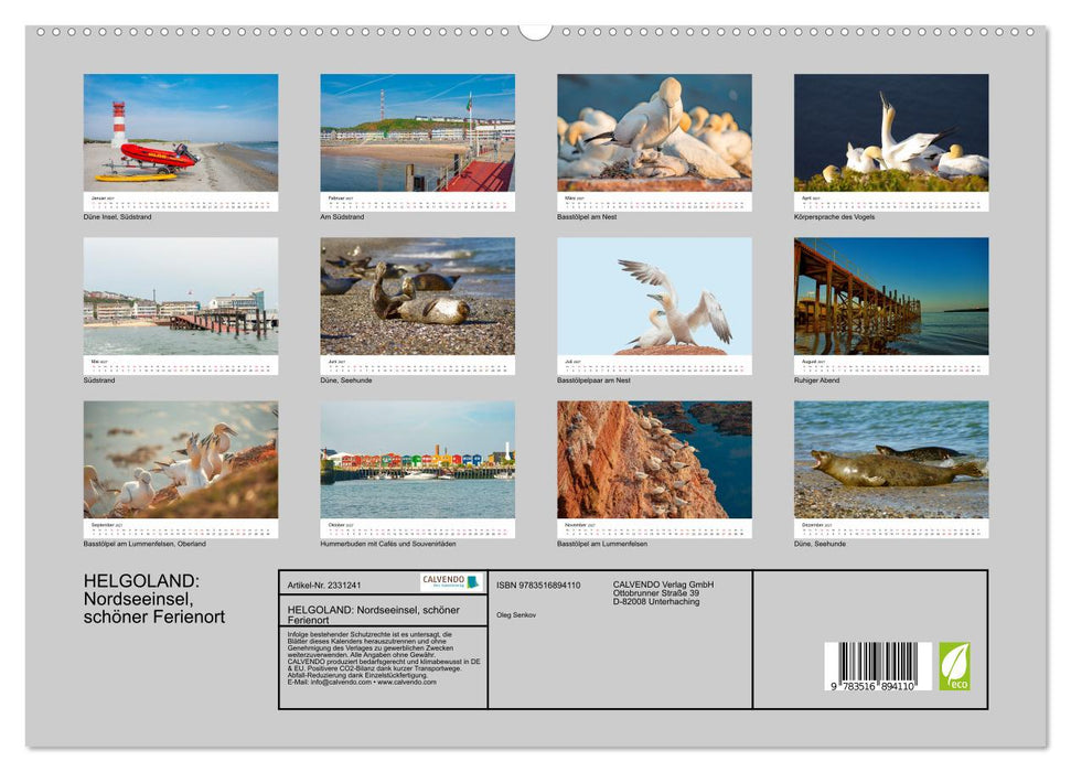 HELGOLAND: Nordseeinsel, schöner Ferienort (CALVENDO Premium Wandkalender 2027)