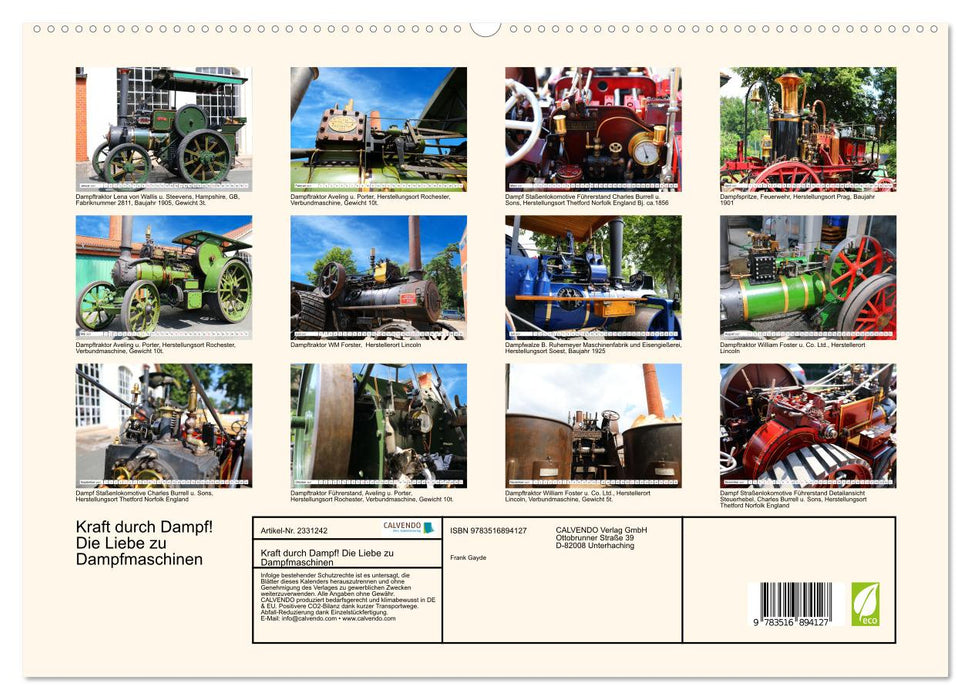 Kraft durch Dampf! Die Liebe zu Dampfmaschinen (CALVENDO Premium Wandkalender 2027)