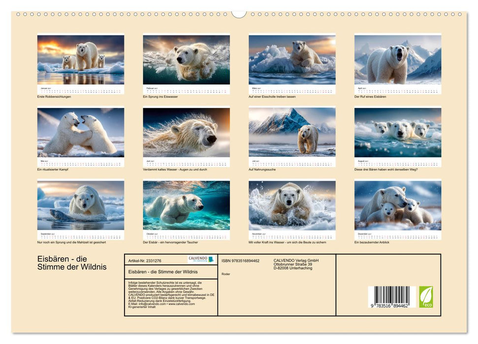 Eisbären - die Stimme der Wildnis (CALVENDO Premium Wandkalender 2027)