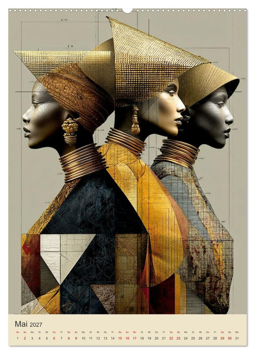 Afrikanische Anmut in Geometrie (CALVENDO Premium Wandkalender 2027)