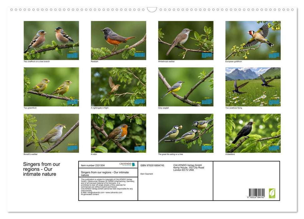 Singers from our regions - Our intimate nature (CALVENDO Monthly Calendar 2027)