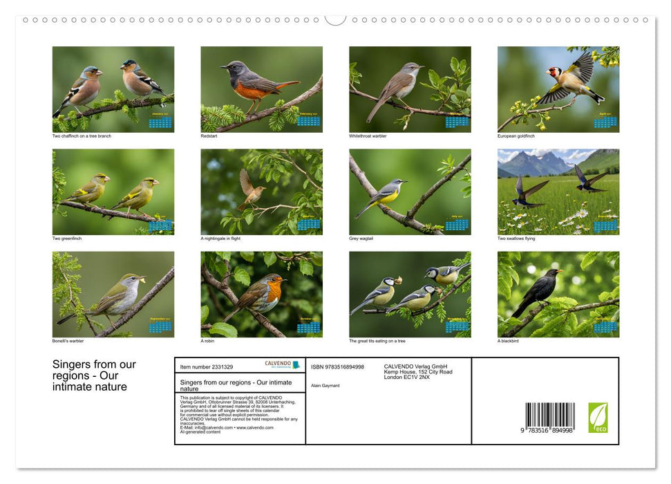 Singers from our regions - Our intimate nature (CALVENDO Premium-Calendar 2027)