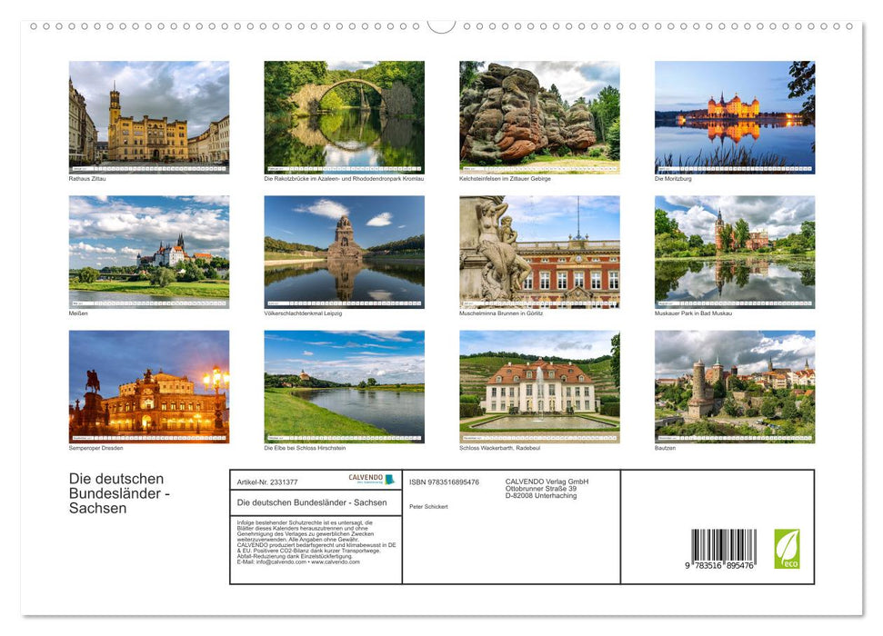Die deutschen Bundesländer - Sachsen (CALVENDO Premium Wandkalender 2027)