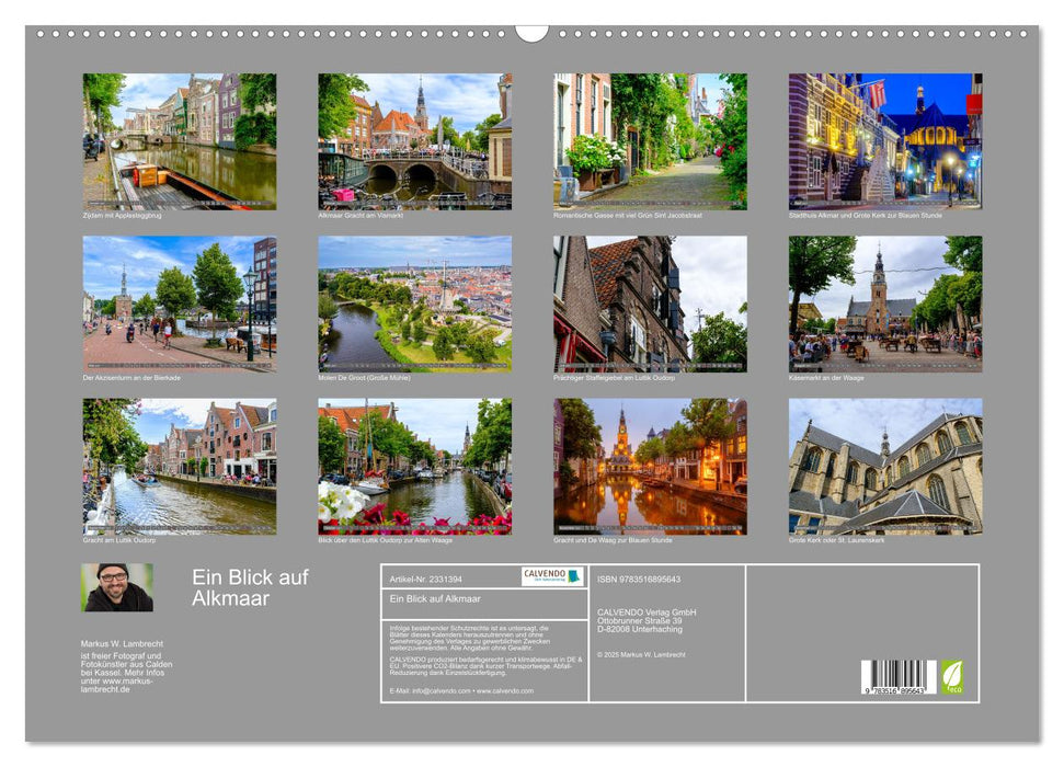 Ein Blick auf Alkmaar (CALVENDO Wandkalender 2027)