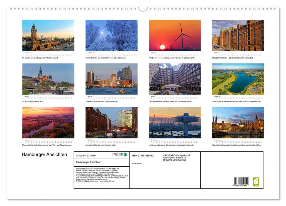 Hamburger Ansichten (CALVENDO Wandkalender 2027)