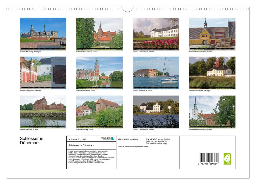 Schlösser in Dänemark (CALVENDO Wandkalender 2027)