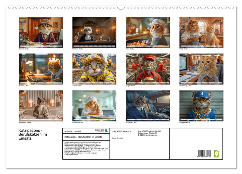 Katzipations - Berufskatzen im Einsatz (CALVENDO Wandkalender 2027)