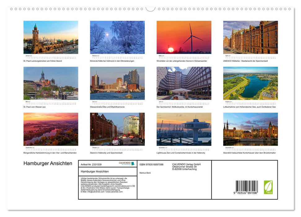 Hamburger Ansichten (CALVENDO Premium Wandkalender 2027)