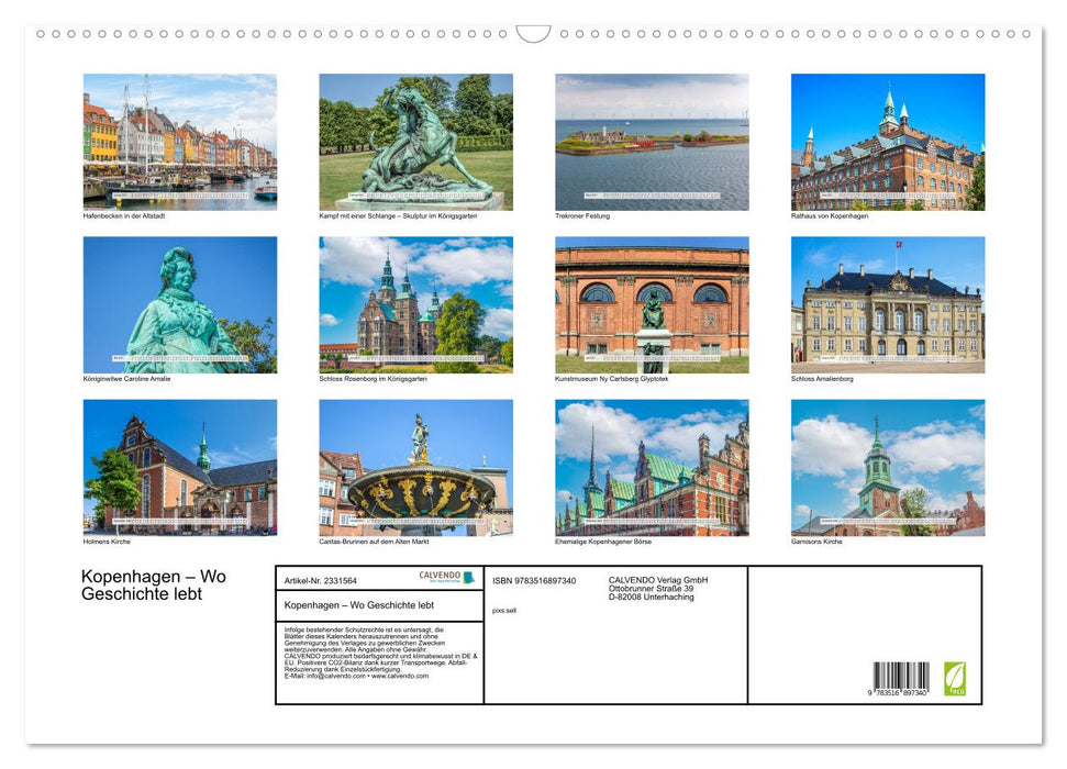 Kopenhagen – Wo Geschichte lebt (CALVENDO Wandkalender 2027)