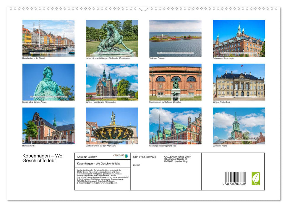 Kopenhagen – Wo Geschichte lebt (CALVENDO Premium Wandkalender 2027)