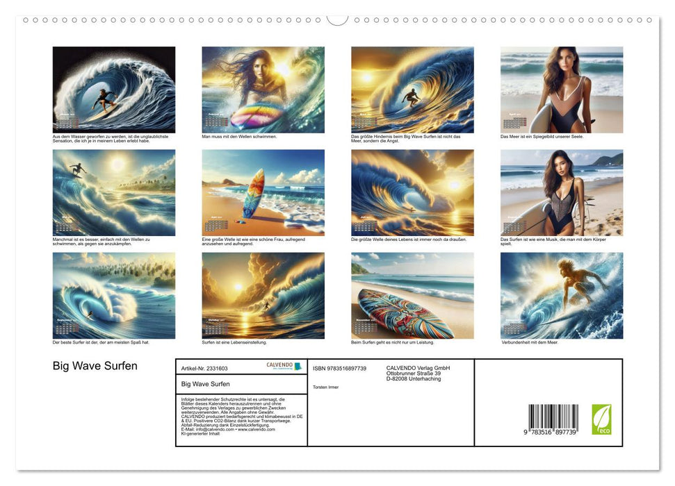 Big Wave Surfen (CALVENDO Premium Wandkalender 2027)