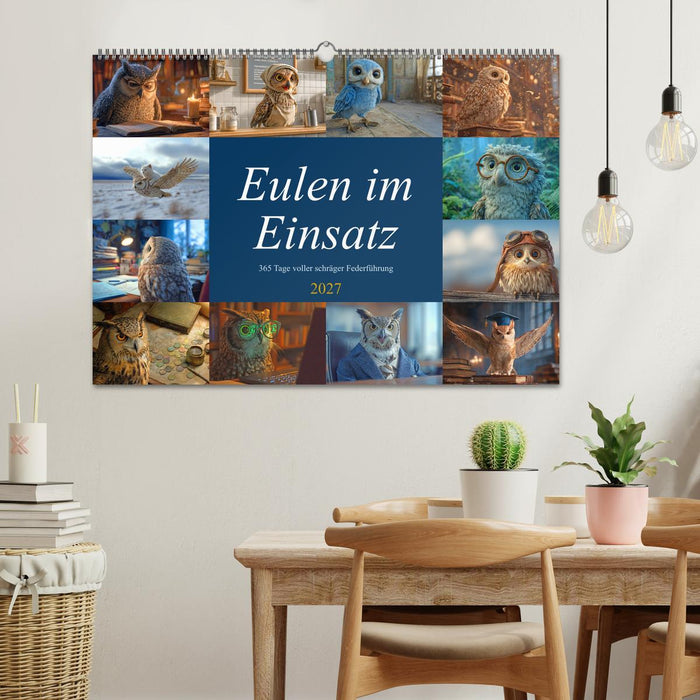 Eulen im Einsatz - 365 Tage voller schräger Federführung (CALVENDO Wandkalender 2027)
