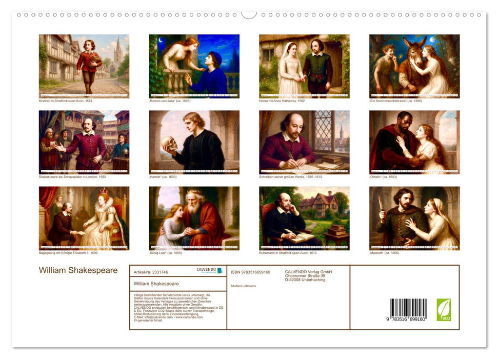 William Shakespeare (CALVENDO Premium Wandkalender 2027)