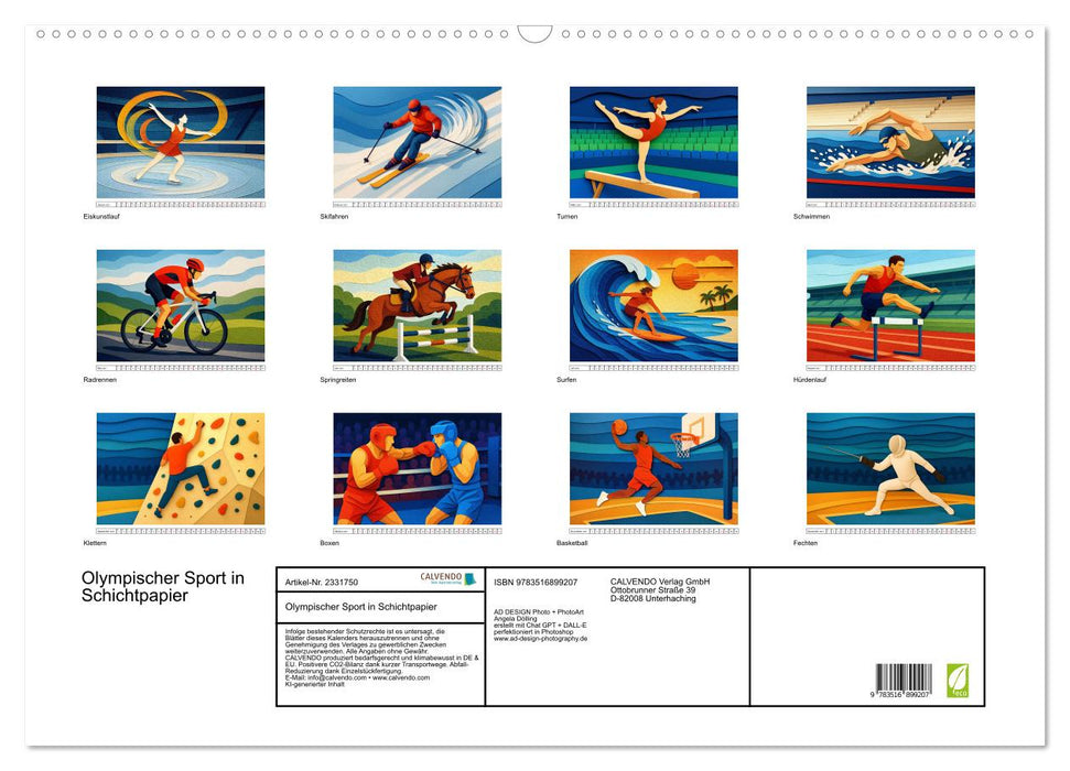 Olympischer Sport in Schichtpapier (CALVENDO Wandkalender 2027)