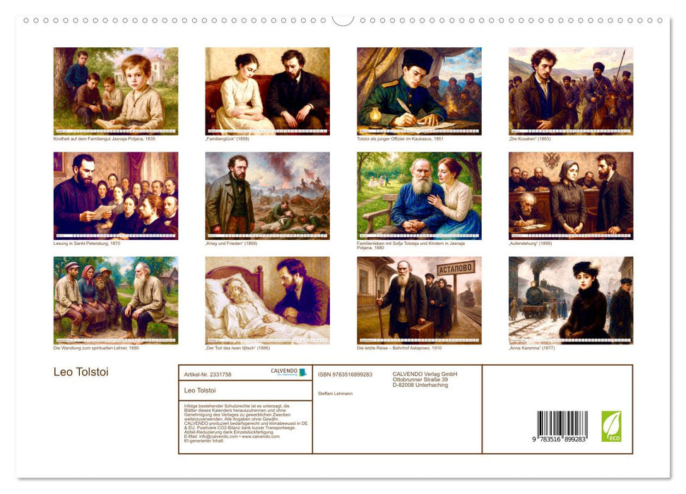 Leo Tolstoi (CALVENDO Premium Wandkalender 2027)