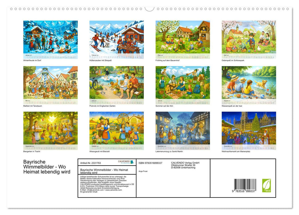 Bayrische Wimmelbilder - Wo Heimat lebendig wird (CALVENDO Premium Wandkalender 2027)