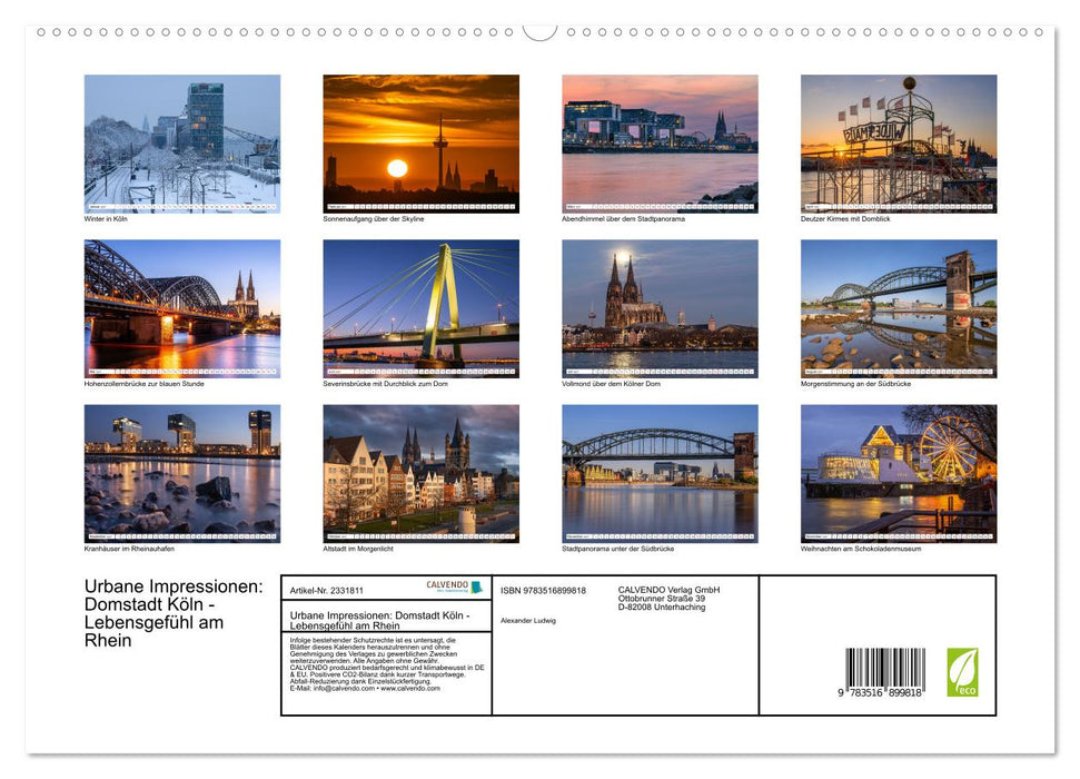 Urbane Impressionen: Domstadt Köln - Lebensgefühl am Rhein (CALVENDO Premium Wandkalender 2027)
