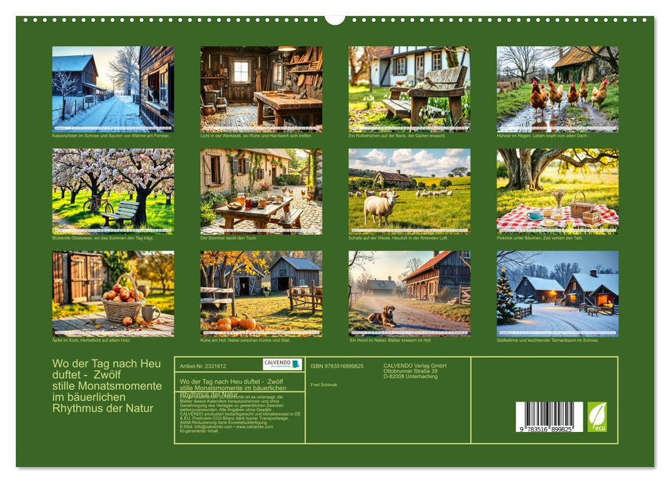Wo der Tag nach Heu duftet - Zwölf stille Monatsmomente im bäuerlichen Rhythmus der Natur (CALVENDO Premium Wandkalender 2027)