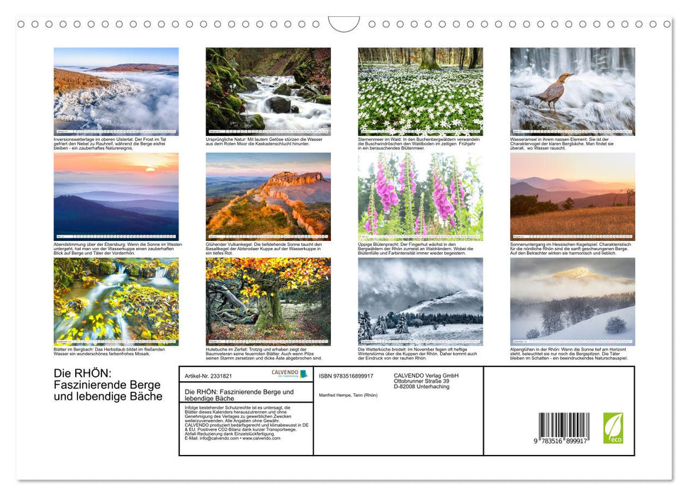 Die RHÖN: Faszinierende Berge und lebendige Bäche (CALVENDO Wandkalender 2027)