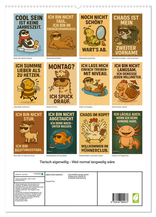 Tierisch eigenwillig - Weil normal langweilig wäre (CALVENDO Premium Wandkalender 2027)