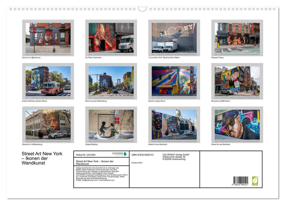 Street Art New York – Ikonen der Wandkunst (CALVENDO Wandkalender 2027)