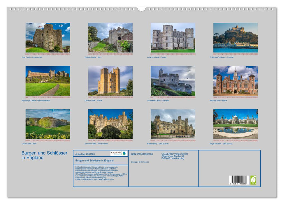 Burgen und Schlösser in England (CALVENDO Wandkalender 2027)