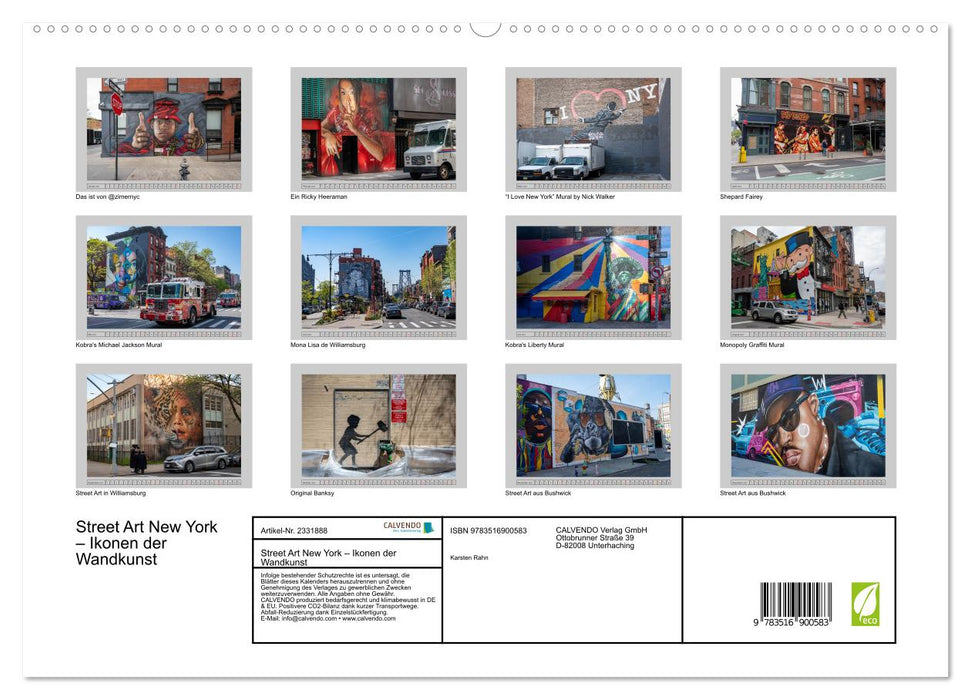 Street Art New York – Ikonen der Wandkunst (CALVENDO Premium Wandkalender 2027)