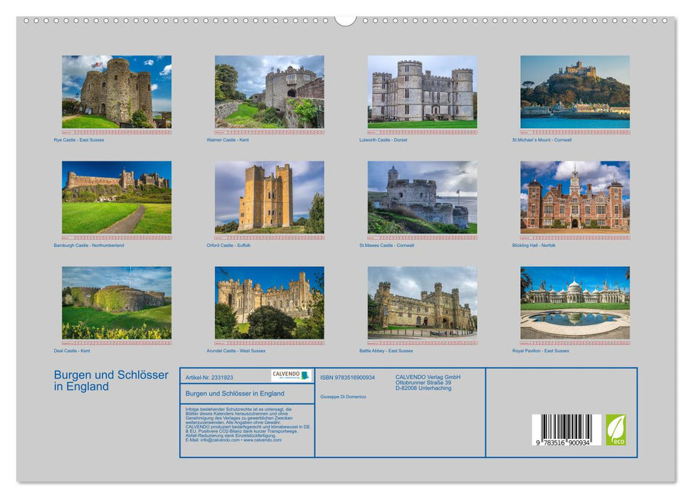 Burgen und Schlösser in England (CALVENDO Premium Wandkalender 2027)