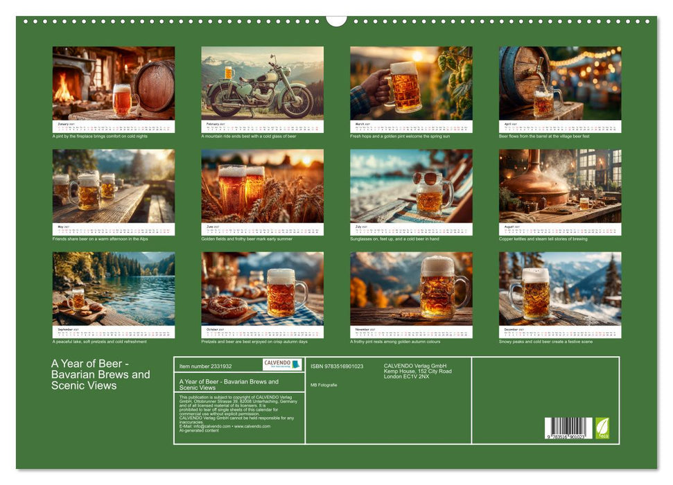 A Year of Beer - Bavarian Brews and Scenic Views (CALVENDO Monthly Calendar 2027)