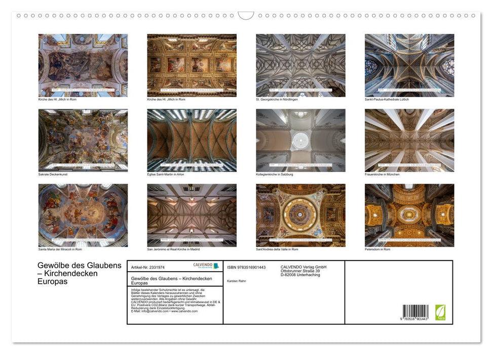 Gewölbe des Glaubens – Kirchendecken Europas (CALVENDO Wandkalender 2027)