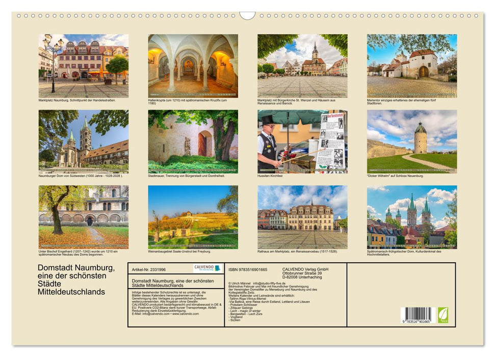 Domstadt Naumburg, eine der schönsten Städte Mitteldeutschlands (CALVENDO Wandkalender 2027)