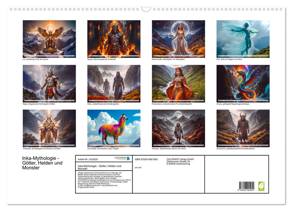 Inka-Mythologie - Götter, Helden und Monster (CALVENDO Wandkalender 2027)