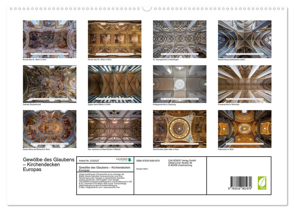 Gewölbe des Glaubens – Kirchendecken Europas (CALVENDO Premium Wandkalender 2027)