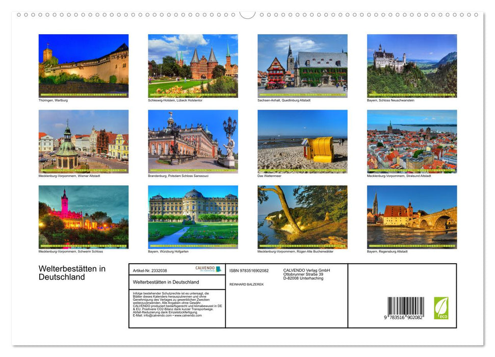 Welterbestätten in Deutschland (CALVENDO Premium Wandkalender 2027)
