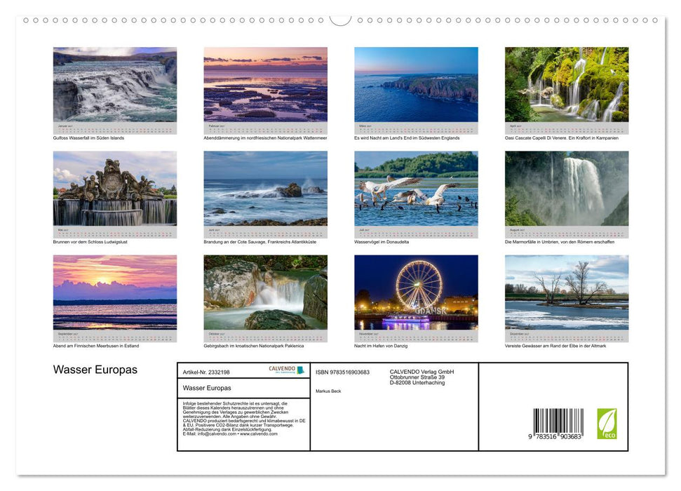 Wasser Europas (CALVENDO Premium Wandkalender 2027)